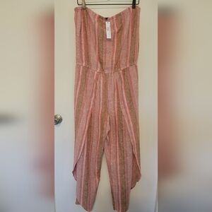 NWT Drew Strapless Linen Jumpsuit Size Large